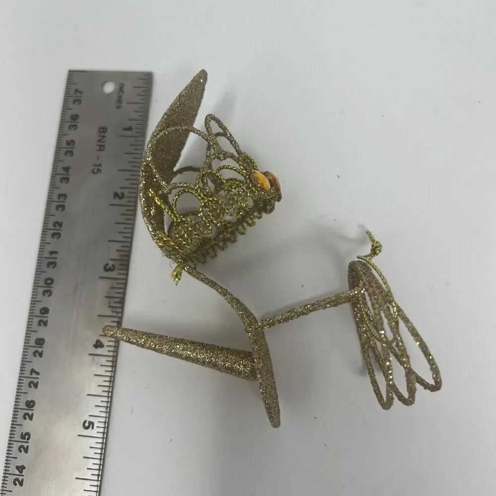 Pier 1 Stiletto Heel Gold Glitter Sandal Christmas Ornament Shoe Holiday